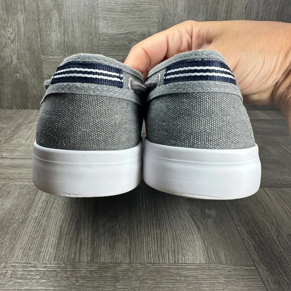 Nautica Boat Shoes Mens 11 Grey Canvas Casual Nautical Loafers NEW